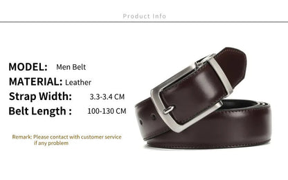 Men's Leather Belt Reversible Buckle